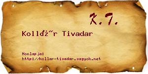 Kollár Tivadar névjegykártya